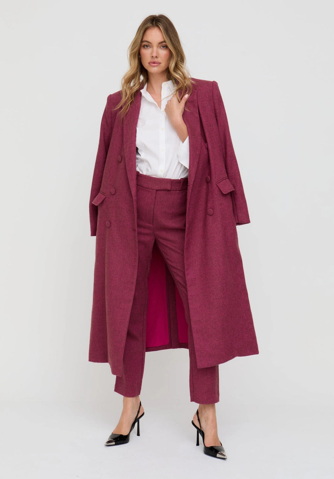 Jakki Tailored Herringbone Coat