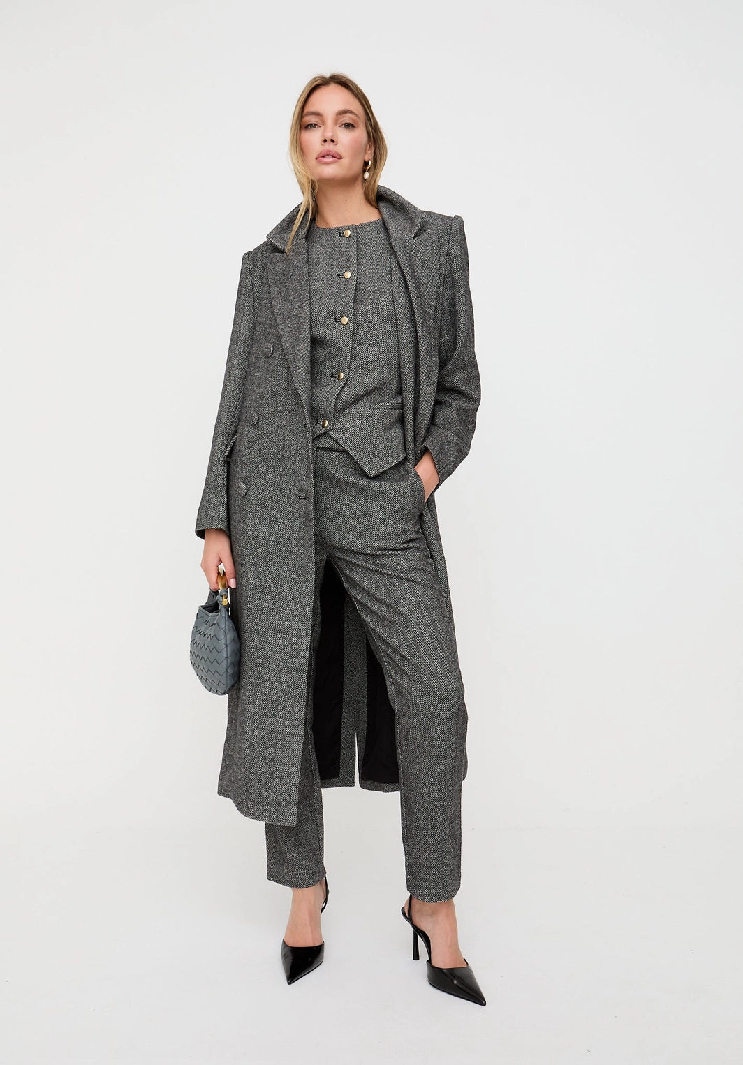 Jakki Tailored Herringbone Coat