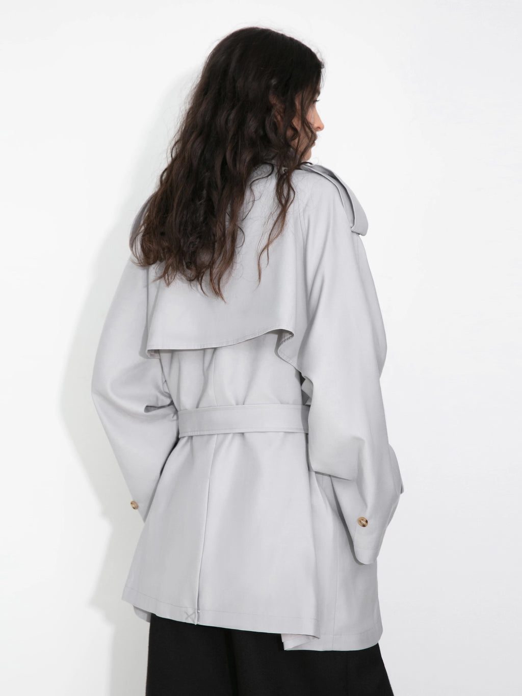 Oversized Mid-Length Trench Coat with Belt