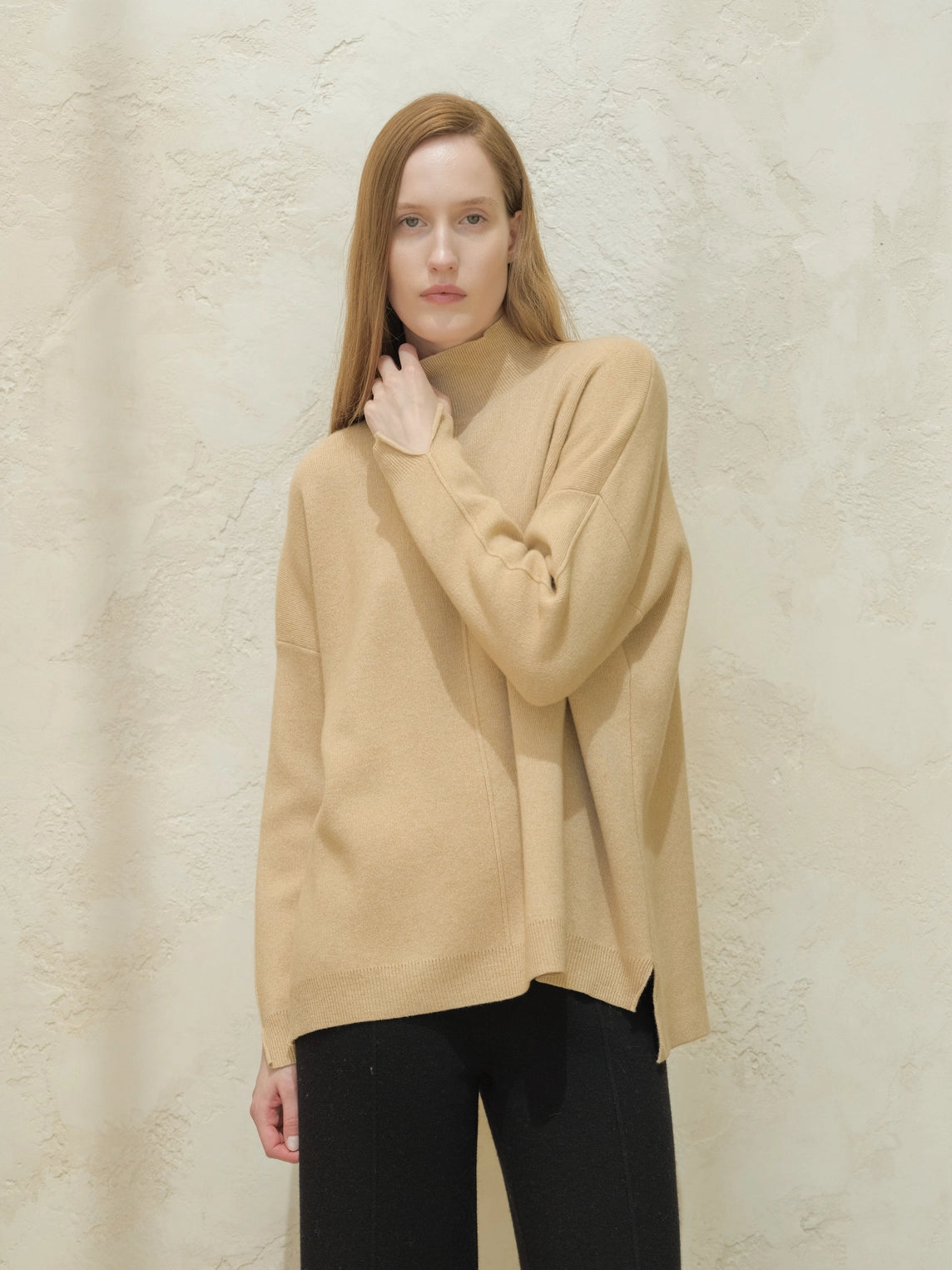 Wide Turtleneck Cashmere Blend Sweater