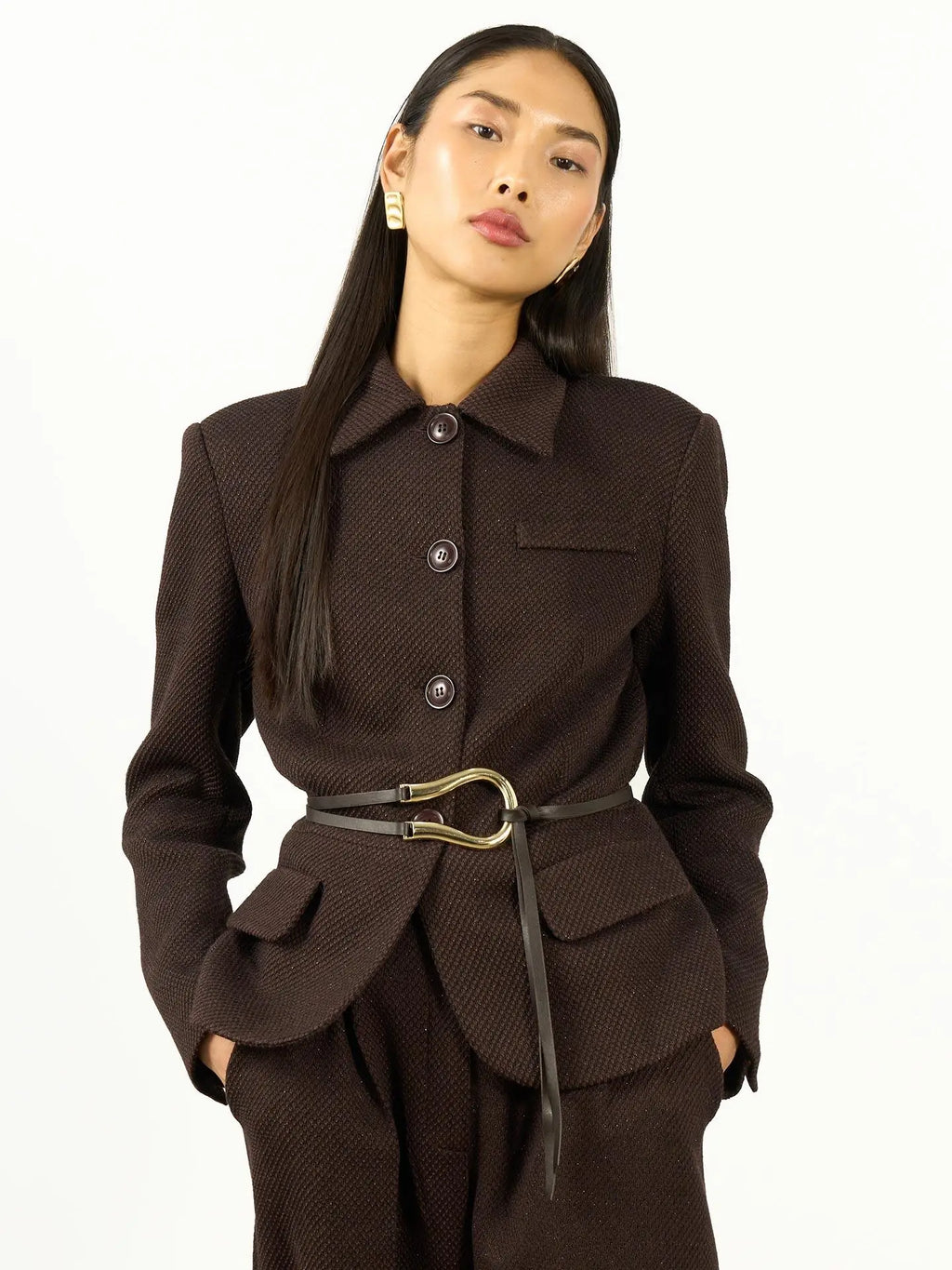 Textured Shirt Collar Jacket