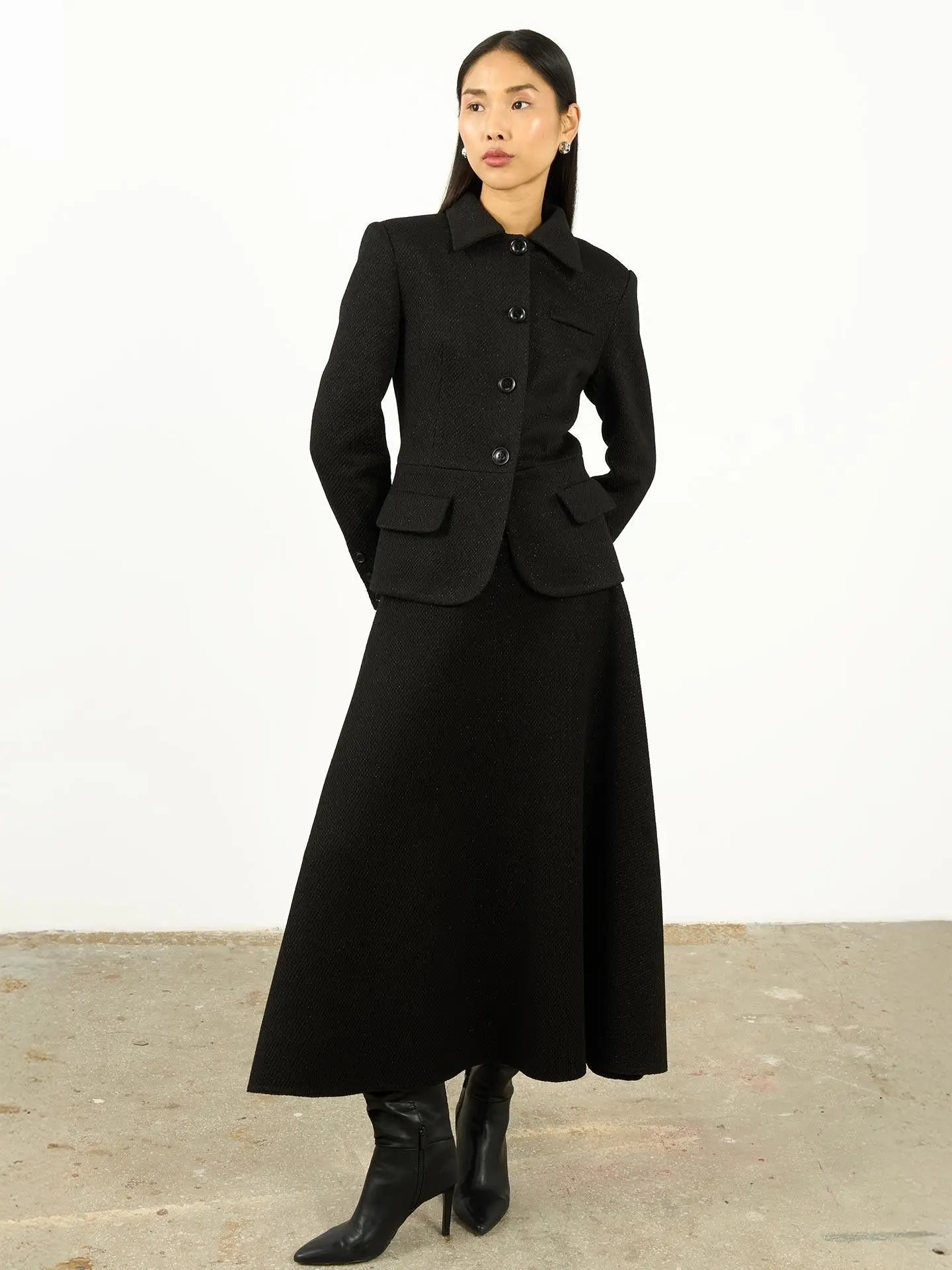 Textured Shirt Collar Jacket