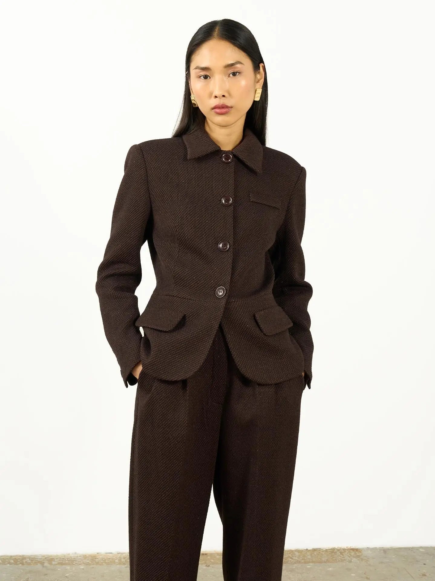 Textured Shirt Collar Jacket