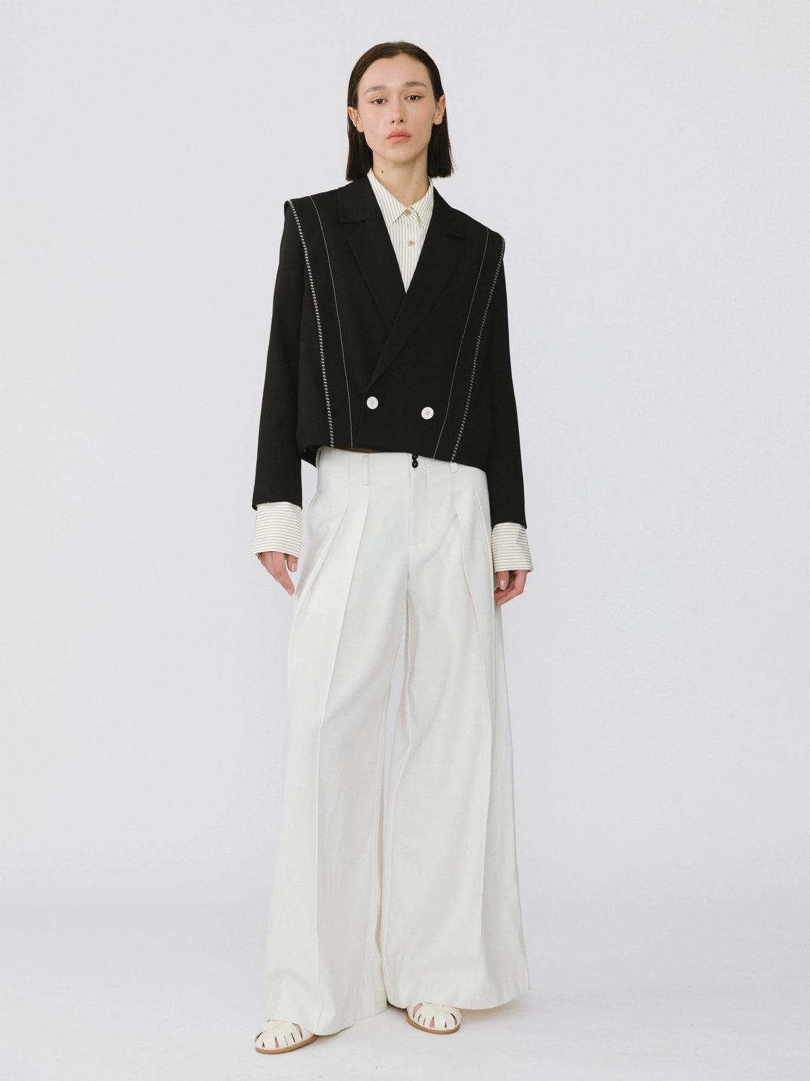 Contrast Stitch Short Blazer