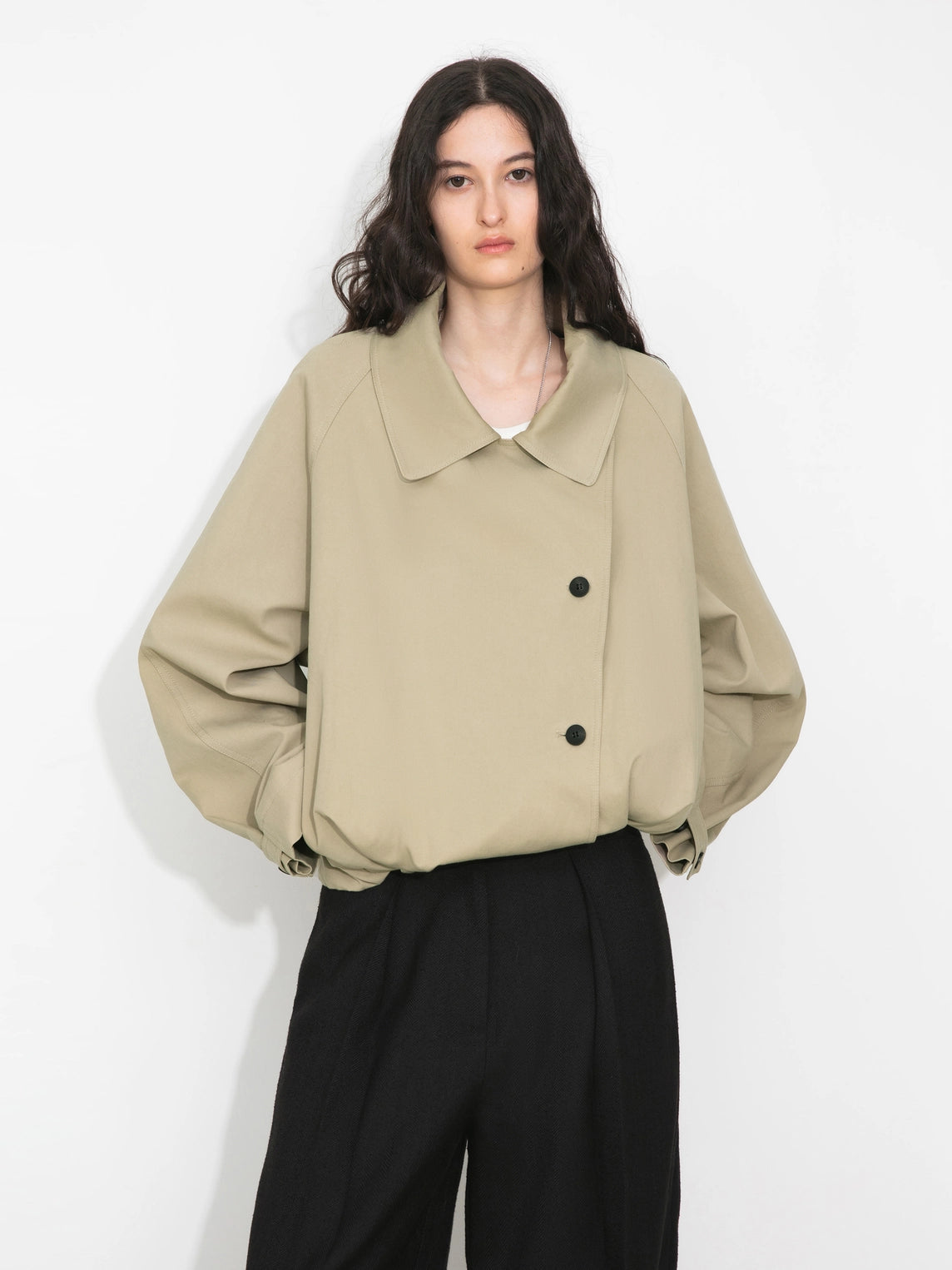 Cropped Drawstring Trench Jacket