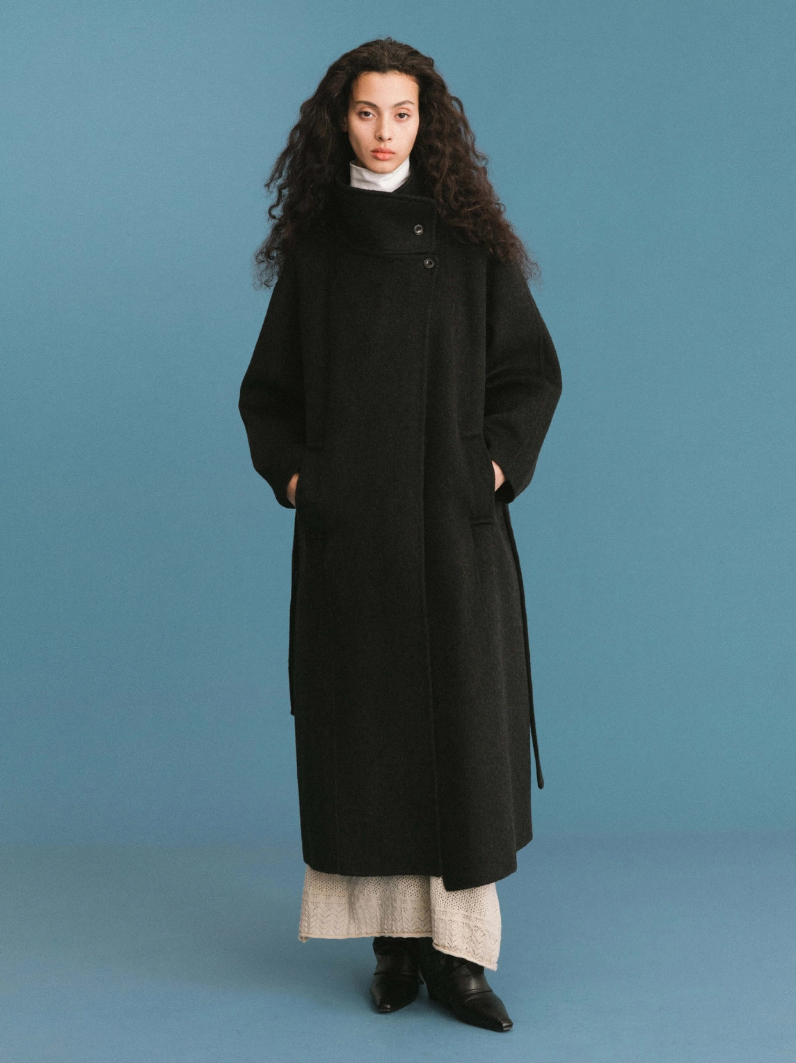 Double Face Tailored Wool Coat with Belt