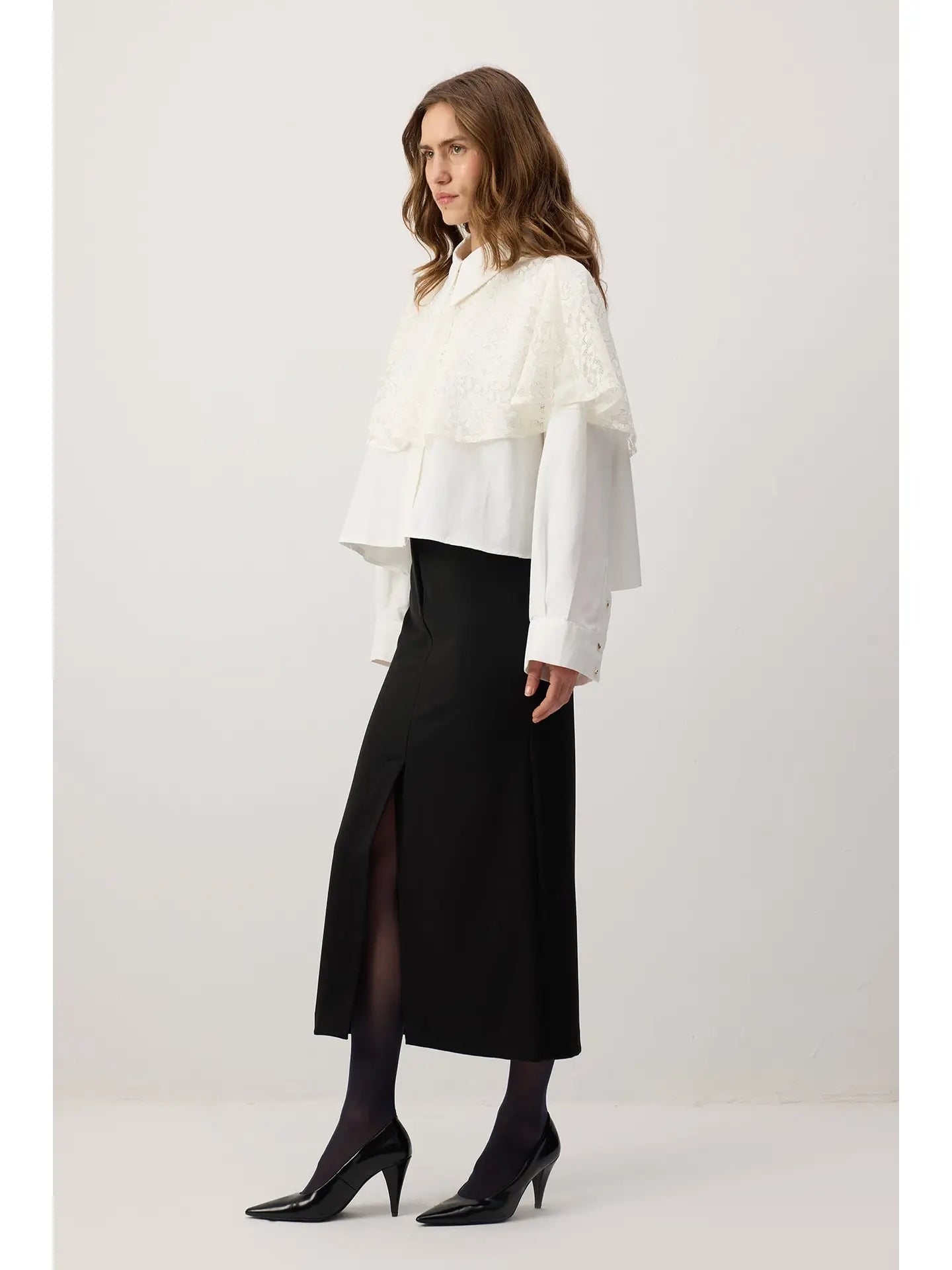 Lace Layered Oversize Shirt