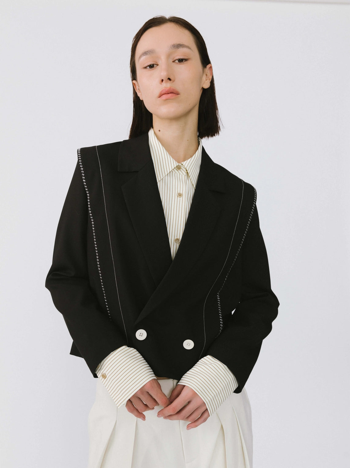 Contrast Stitch Short Blazer