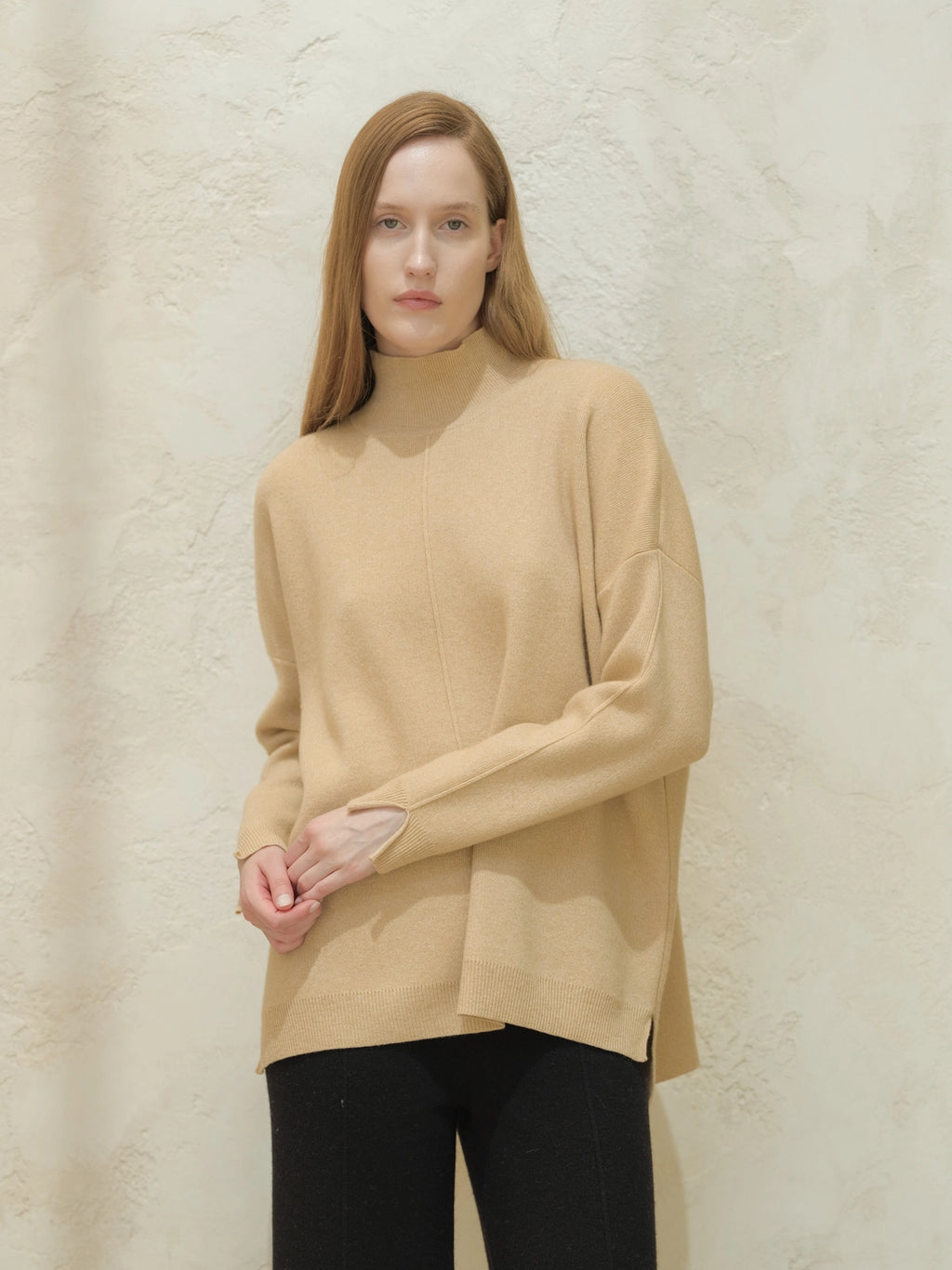Wide Turtleneck Cashmere Blend Sweater