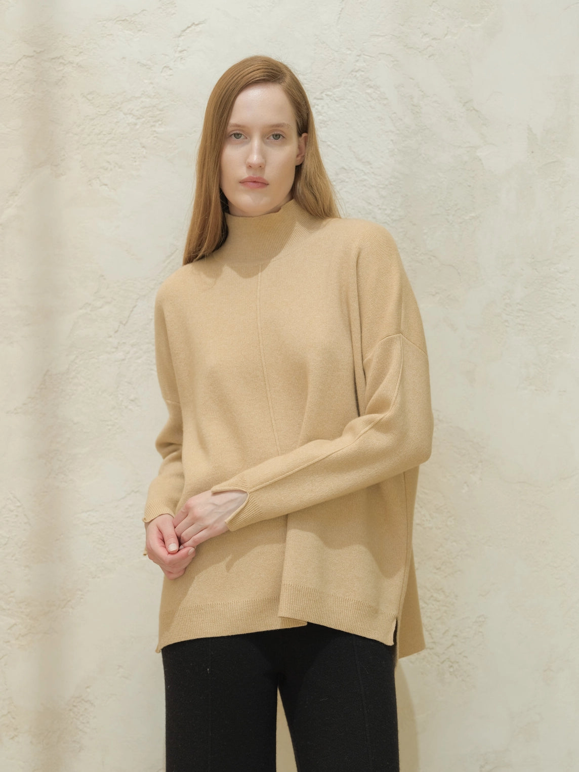 Wide Turtleneck Cashmere Blend Sweater