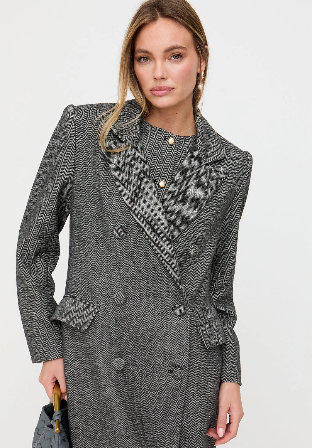 Jakki Tailored Herringbone Coat