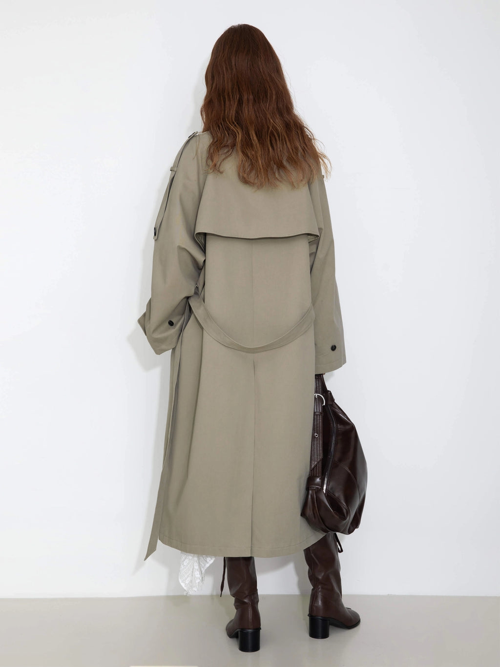 100% Cotton Oversized Mid-Length Raglan Sleeve Trench Coat