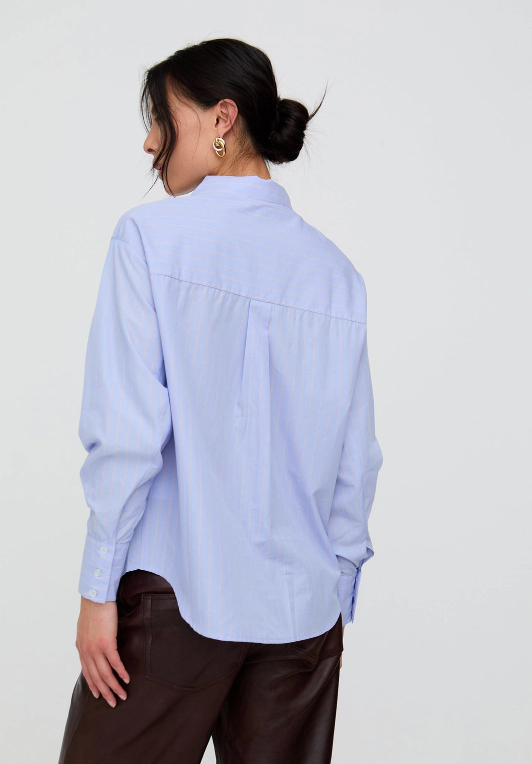 Dapper Double Placket Stripe Shirt in Blue