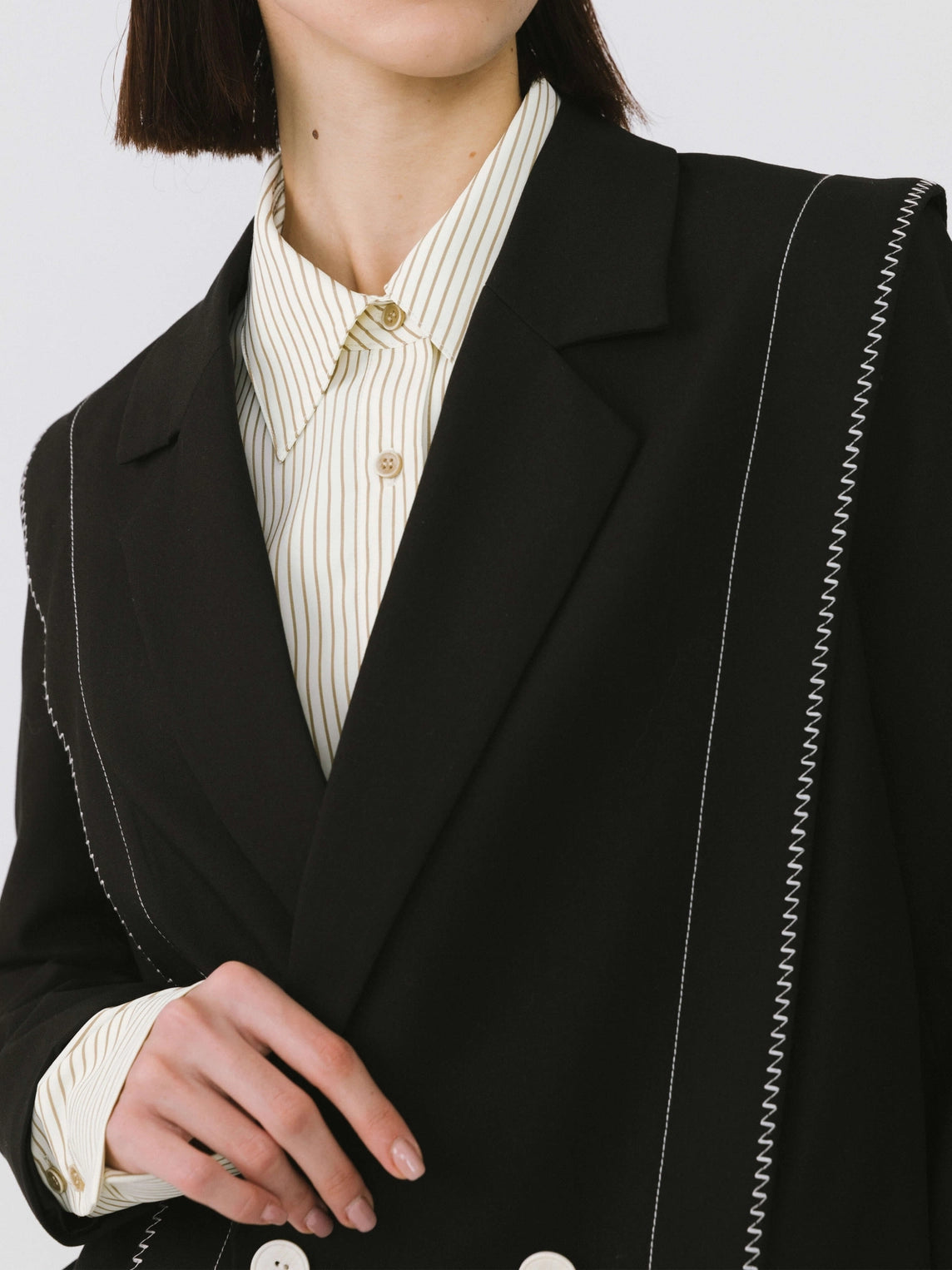 Contrast Stitch Short Blazer