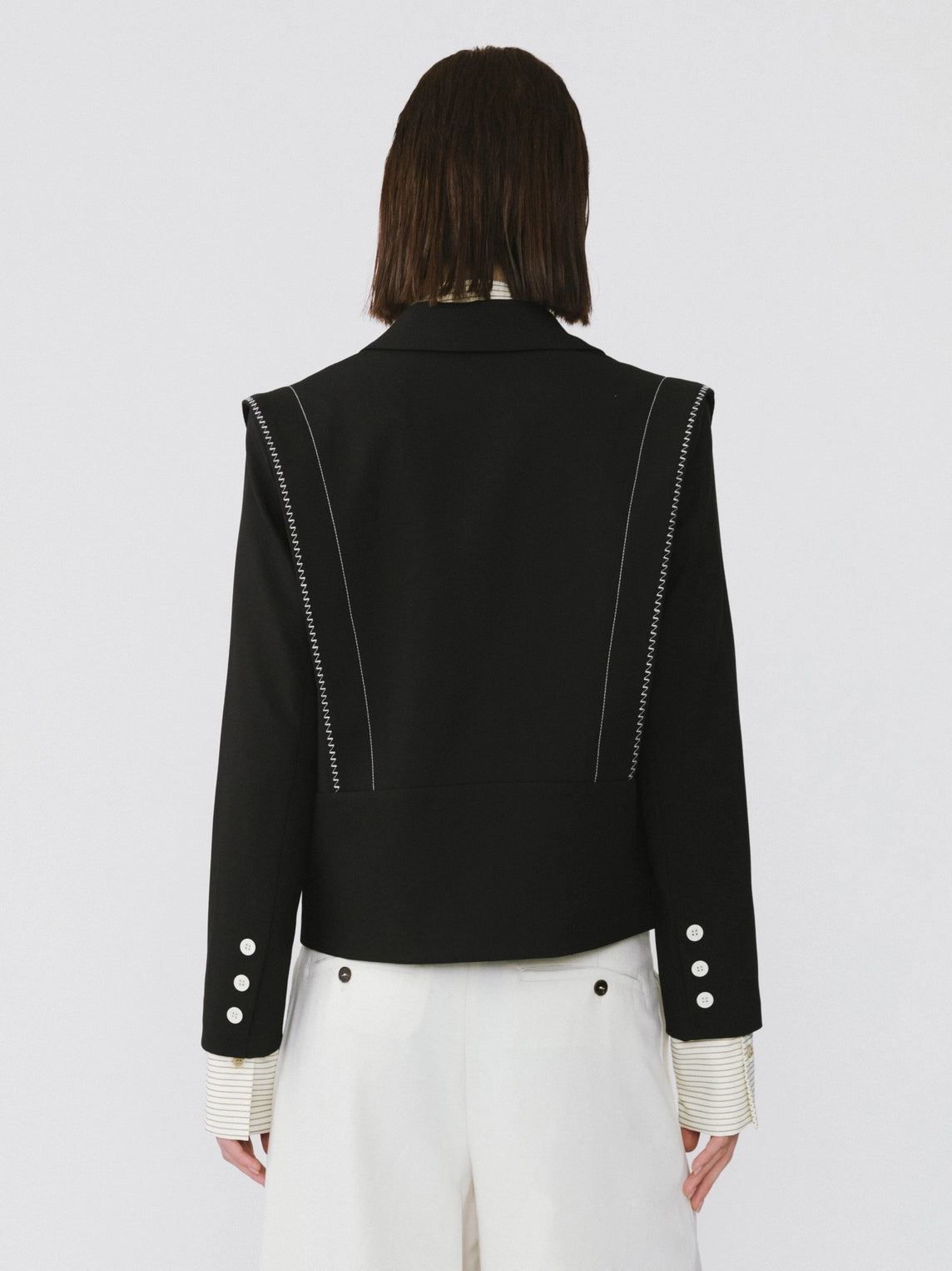 Contrast Stitch Short Blazer