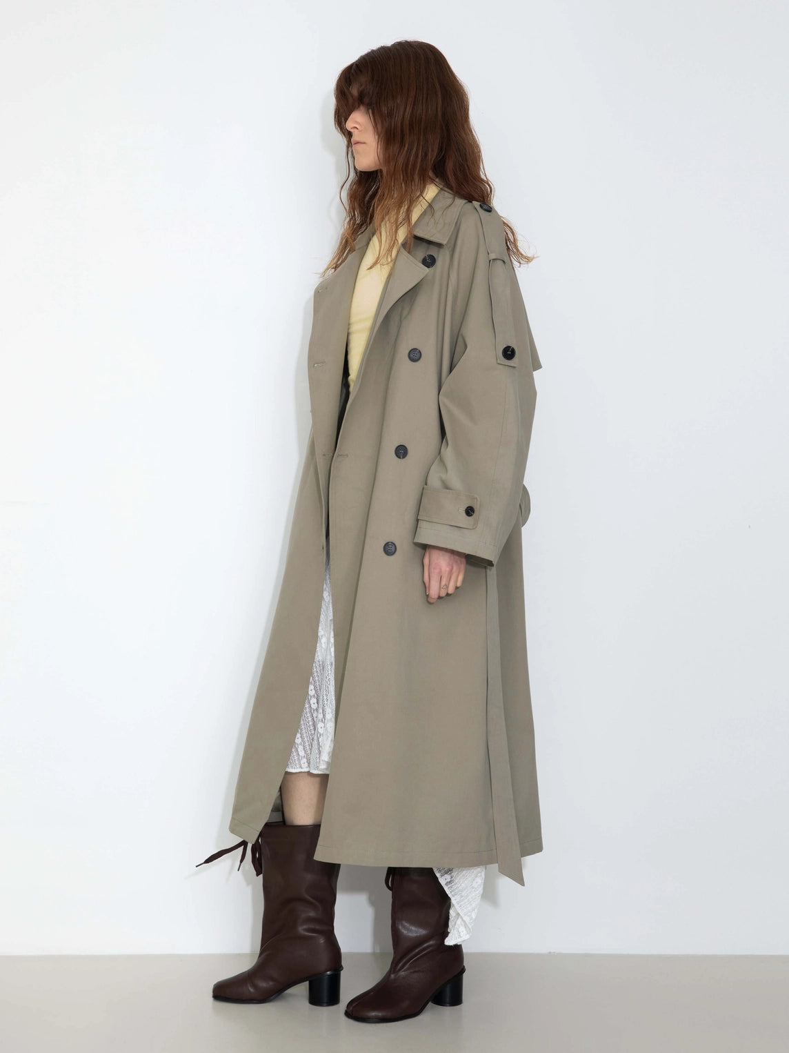 100% Cotton Oversized Mid-Length Raglan Sleeve Trench Coat
