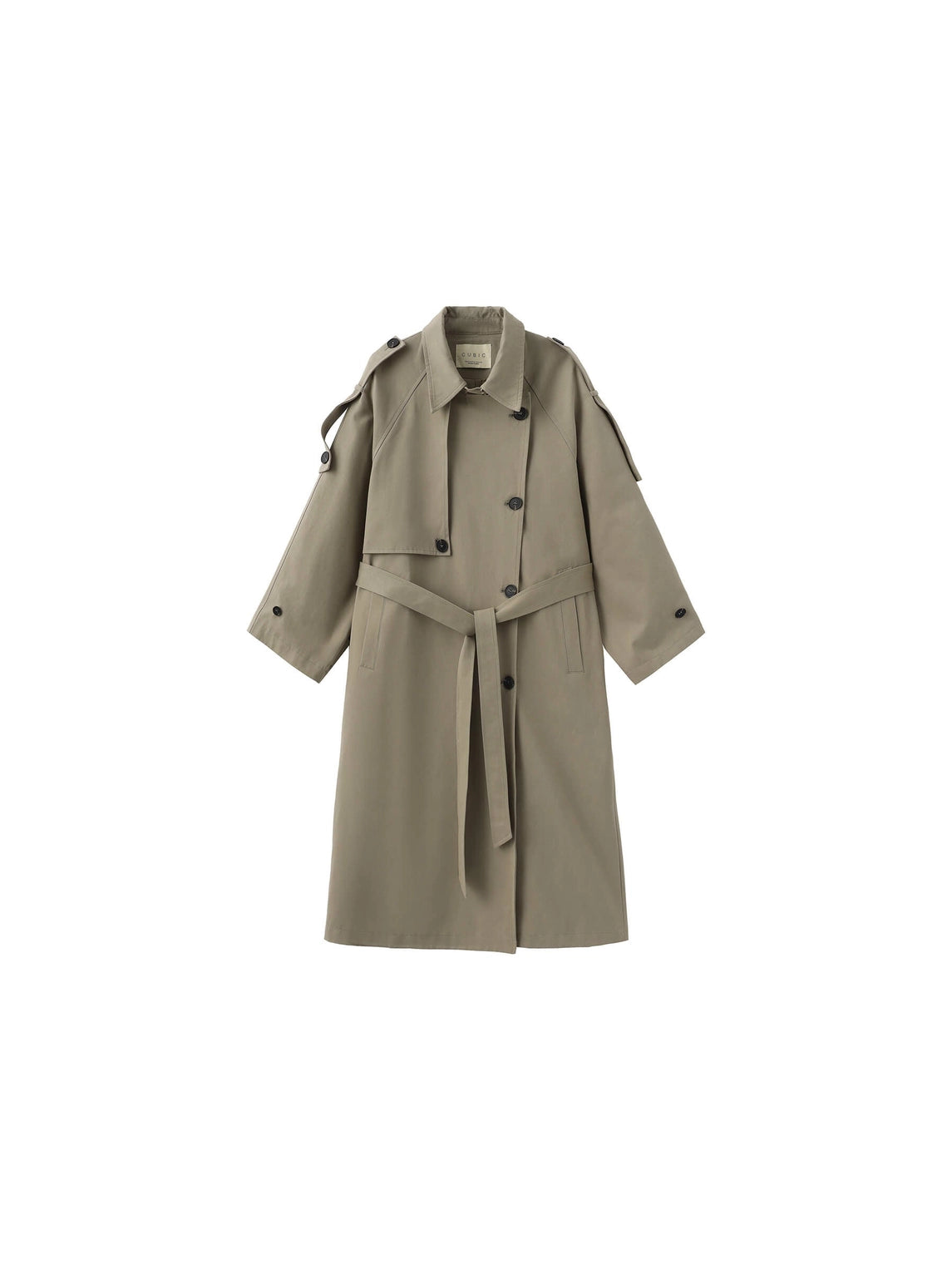 100% Cotton Oversized Mid-Length Raglan Sleeve Trench Coat