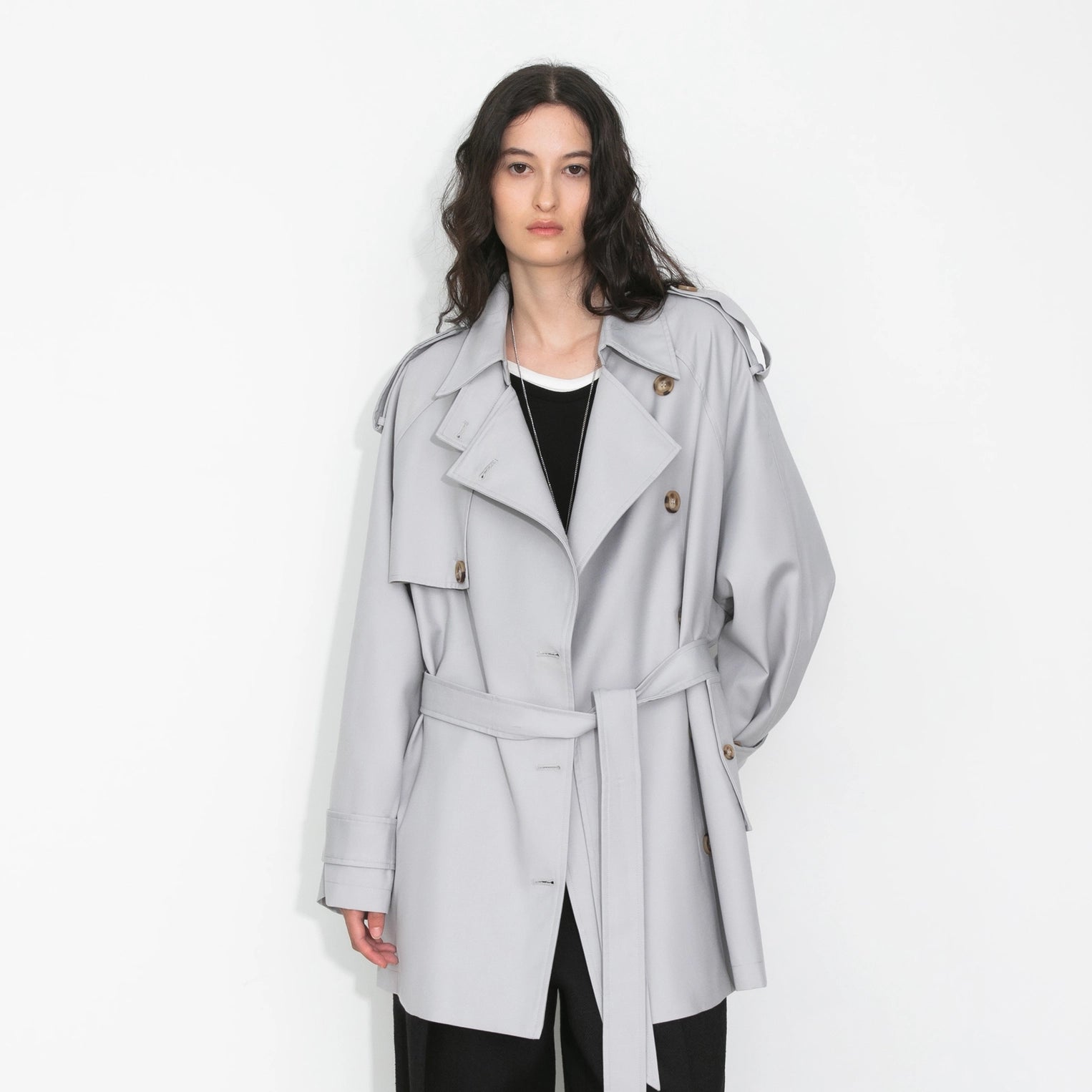 Oversized Mid-Length Trench Coat with Belt