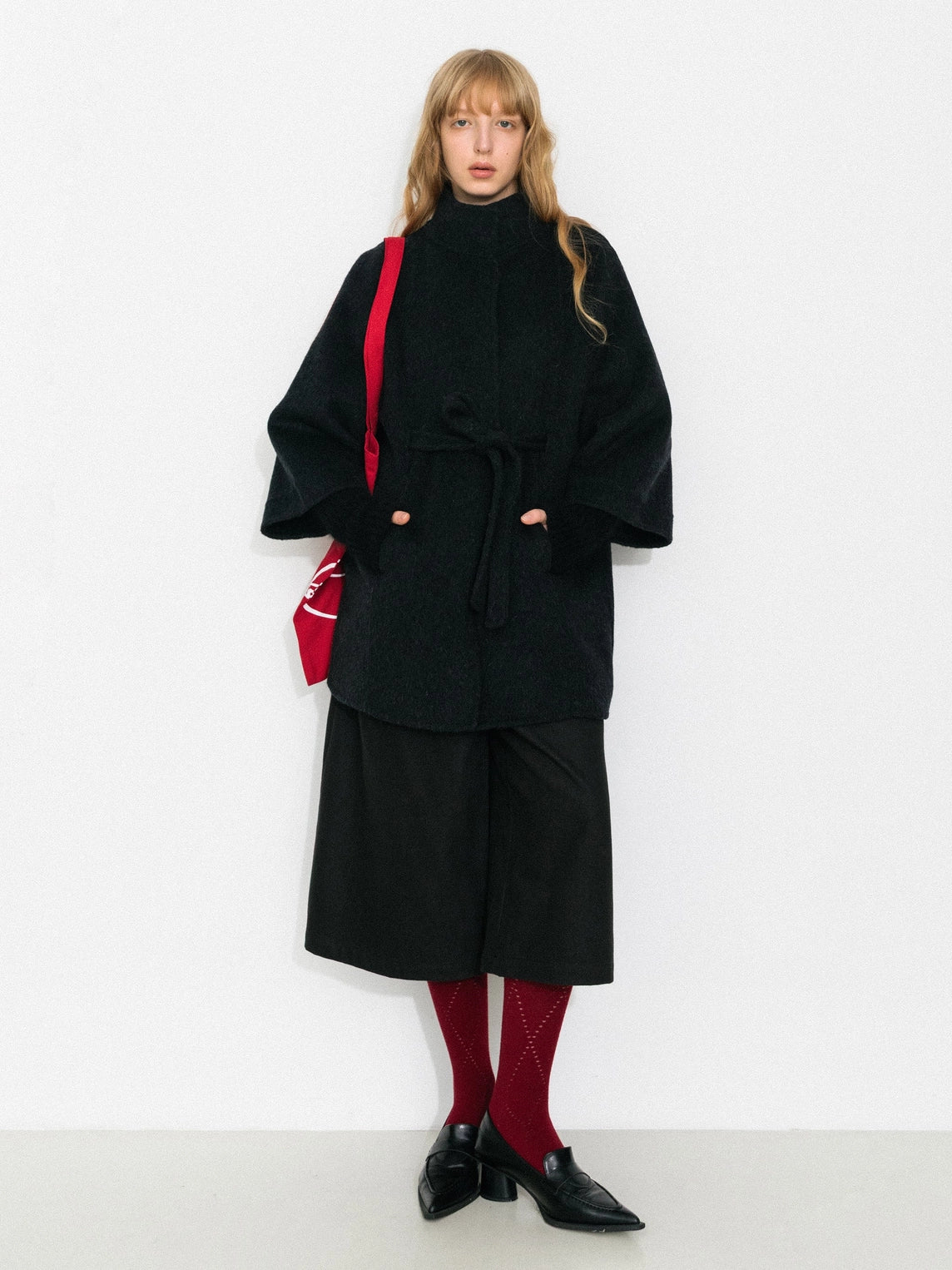 Minimal Wool-Blend Waist-Defined Coat