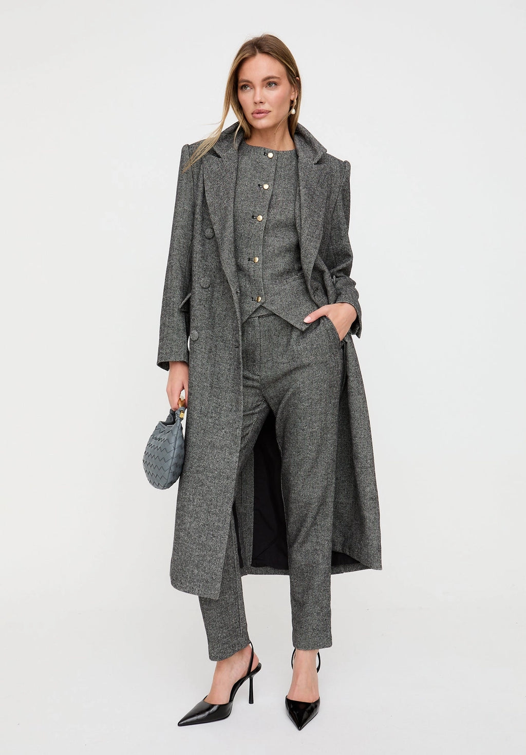 Jakki Tailored Herringbone Coat