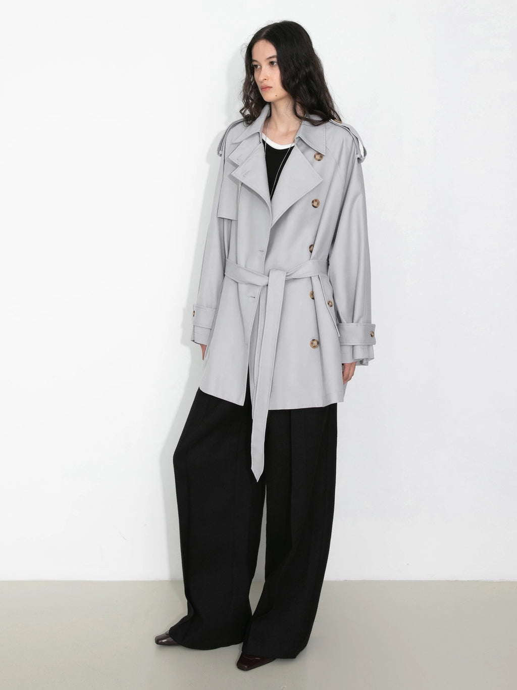 Oversized Mid-Length Trench Coat with Belt