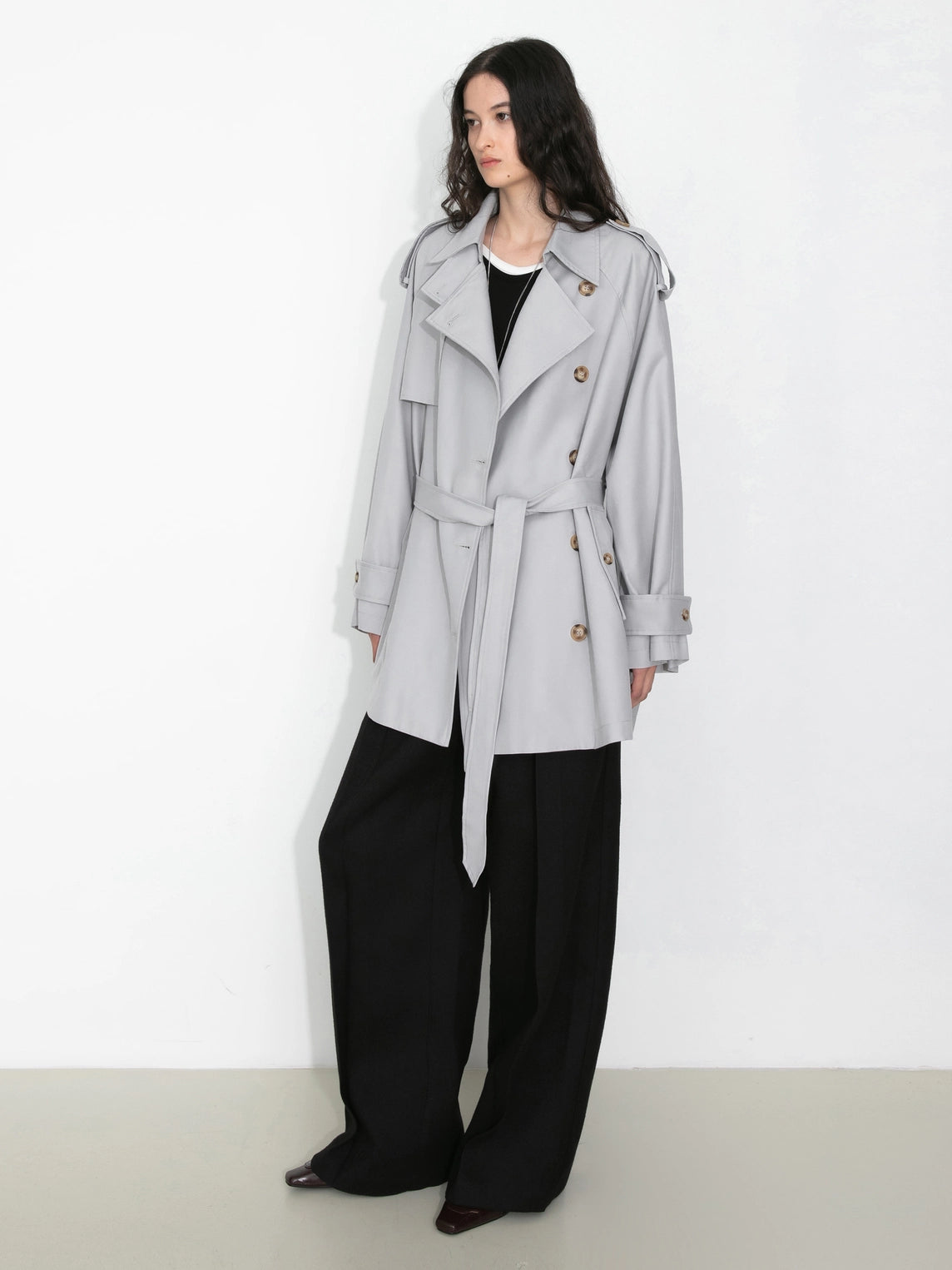 Oversized Mid-Length Trench Coat with Belt
