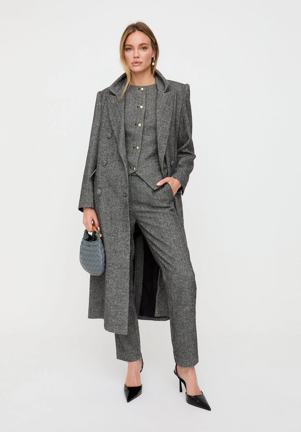 Jakki Tailored Herringbone Coat