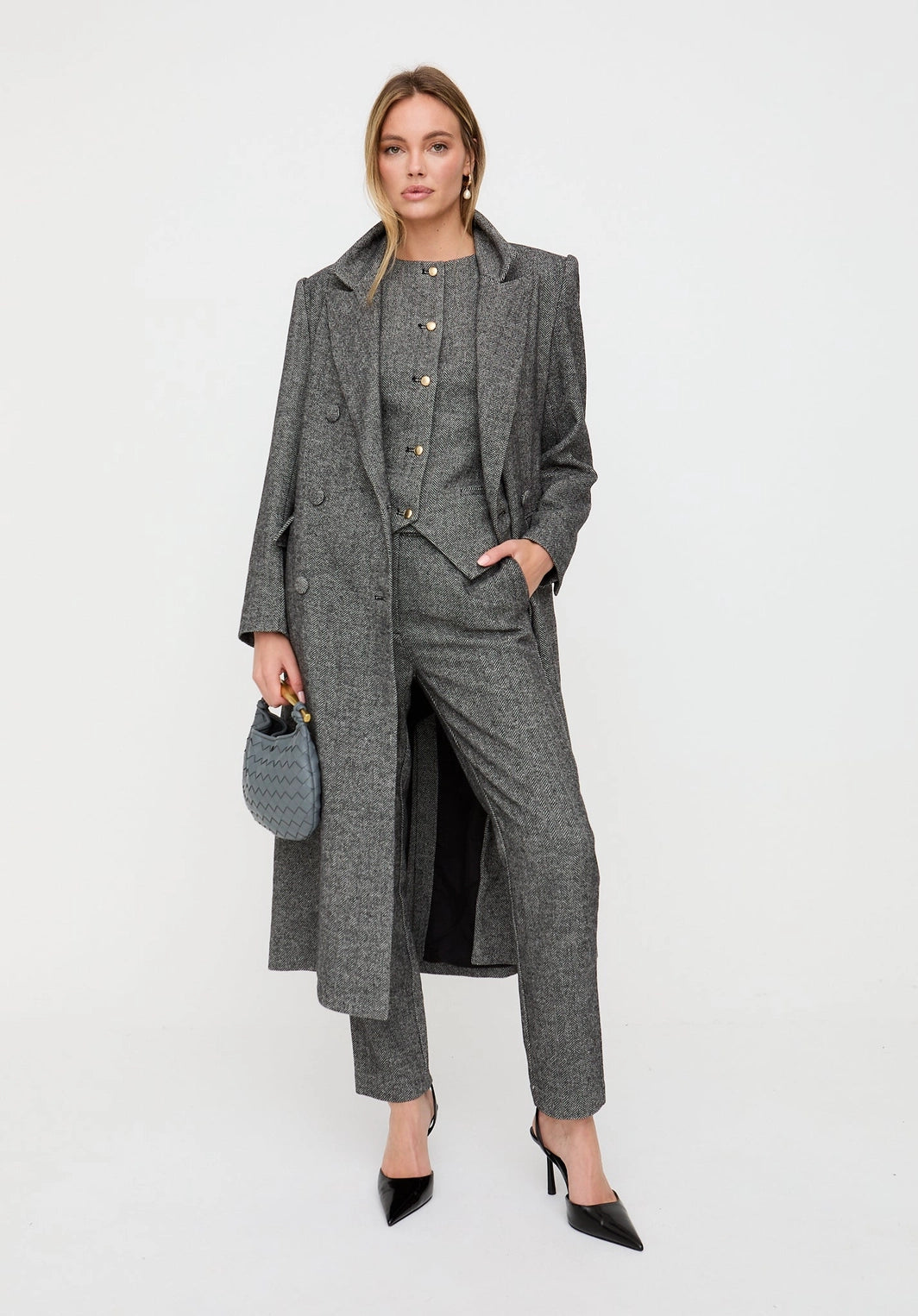 Jakki Tailored Herringbone Coat