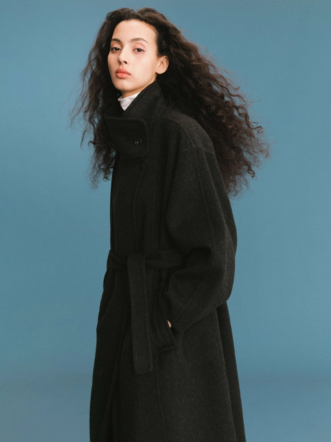 Double Face Tailored Wool Coat with Belt
