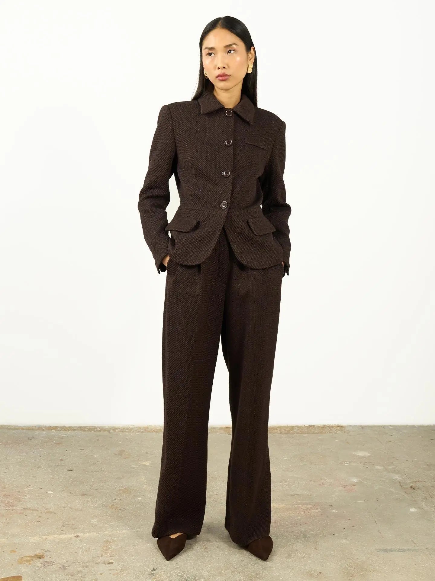 Textured Shirt Collar Jacket