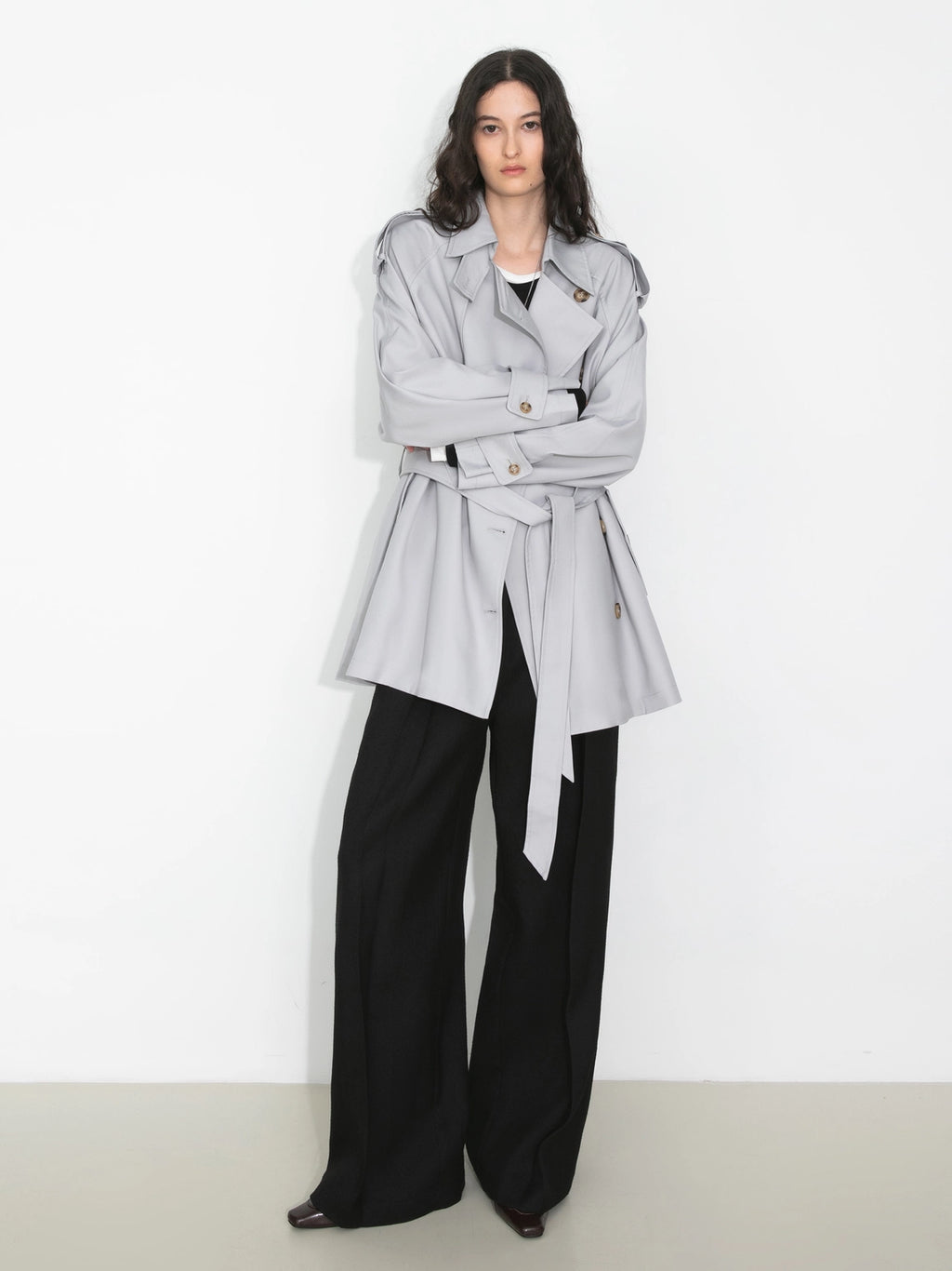 Oversized Mid-Length Trench Coat with Belt