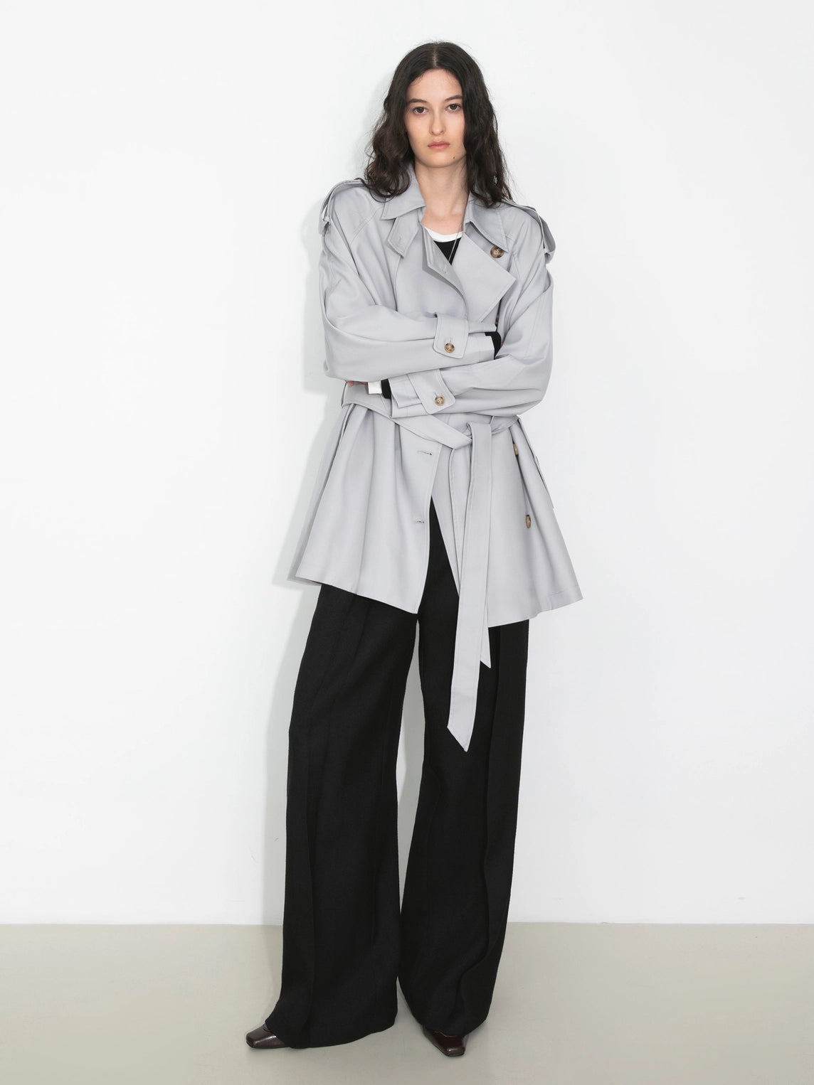 Oversized Mid-Length Trench Coat with Belt