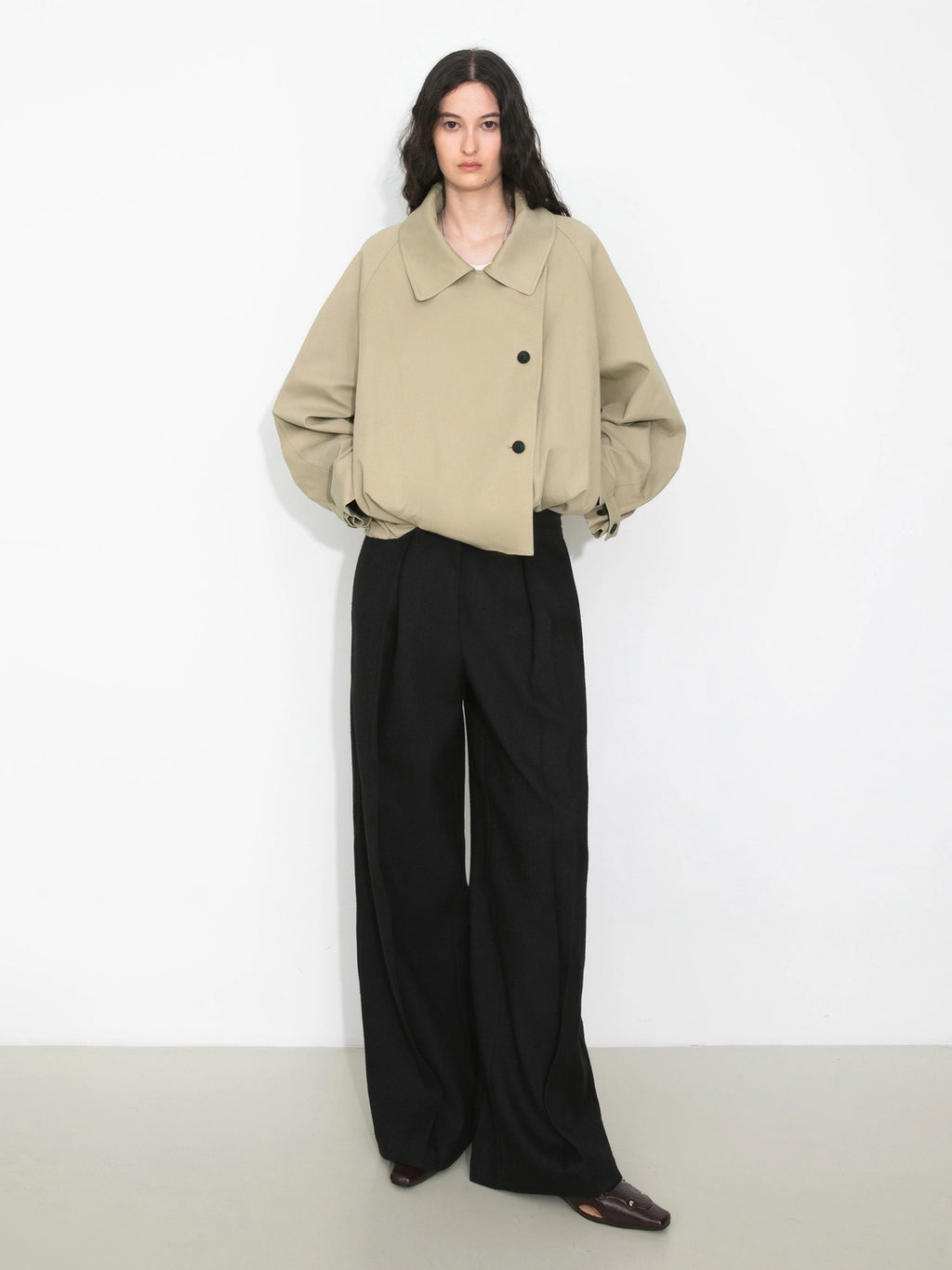 Cropped Drawstring Trench Jacket