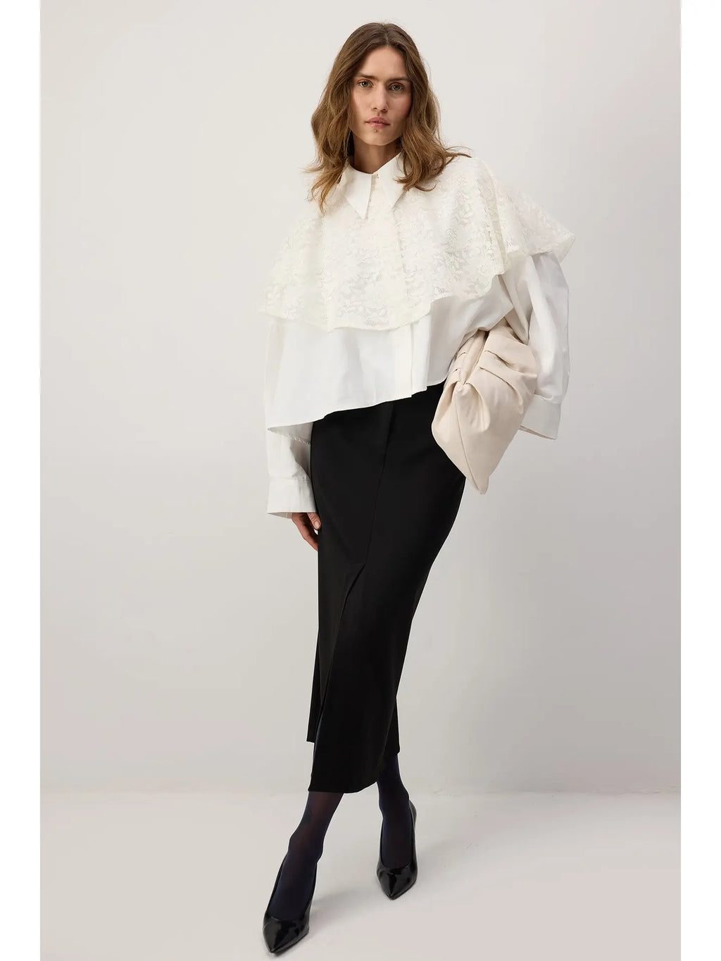 Lace Layered Oversize Shirt