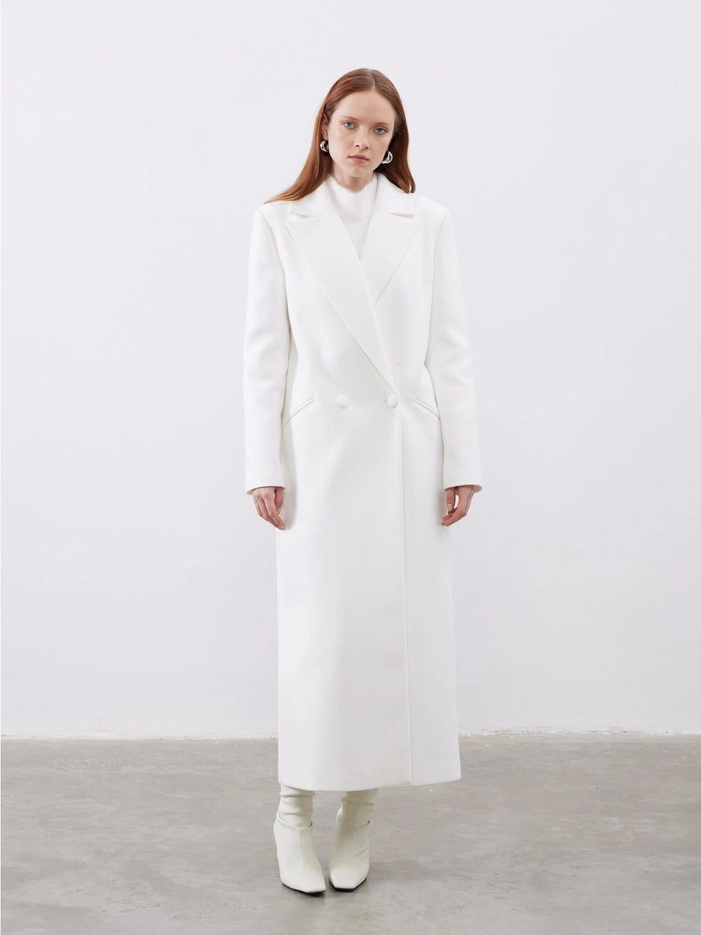 Oversize White Check Double Breasted Coat