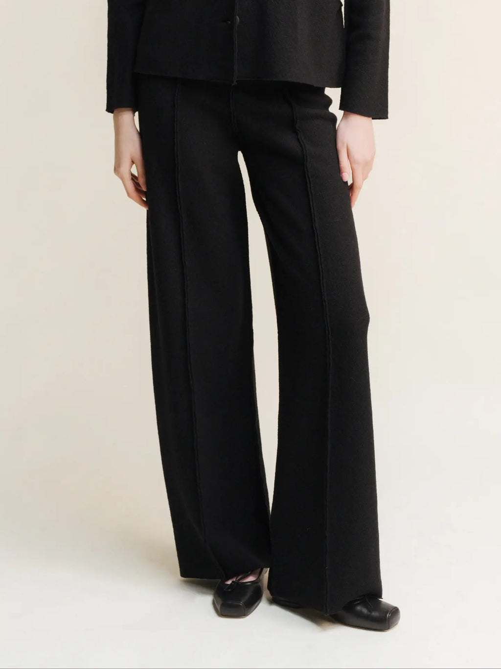 Boiled Wool Bootcut Trousers