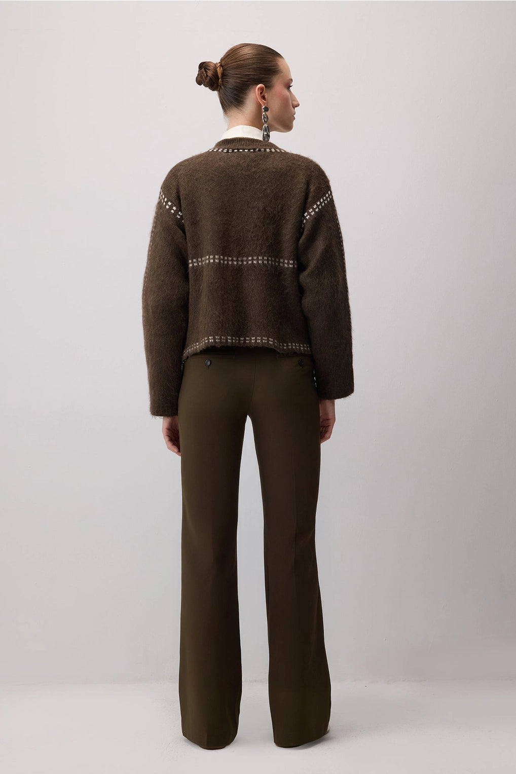 Contrast Trim Button-Front Cardigan